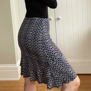 Vintage Blue and White Midi Skirt